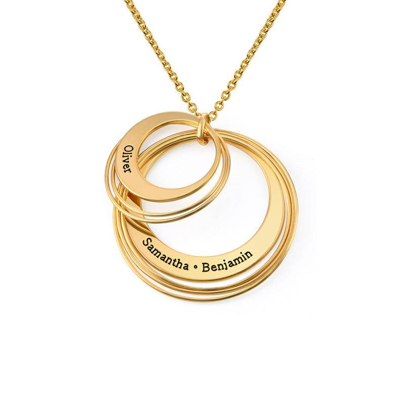 Engraved Two Ring Necklace in 18K Gold Plating