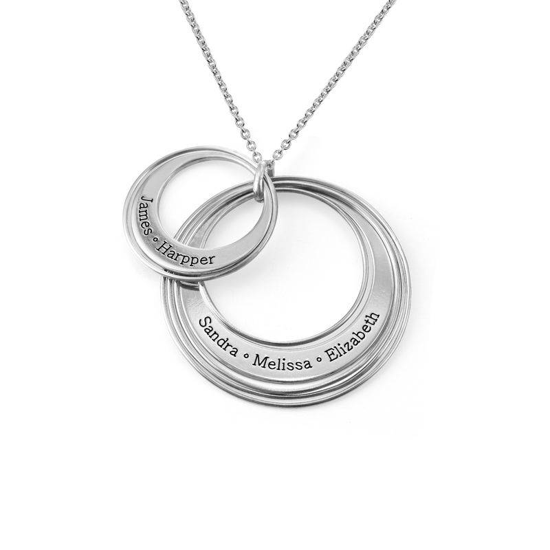 Engraved Two Ring Necklace in Sterling Silver