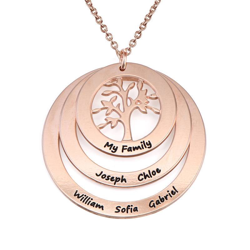 Family Circle Necklace with Hanging Family Tree in Rose Gold Plated