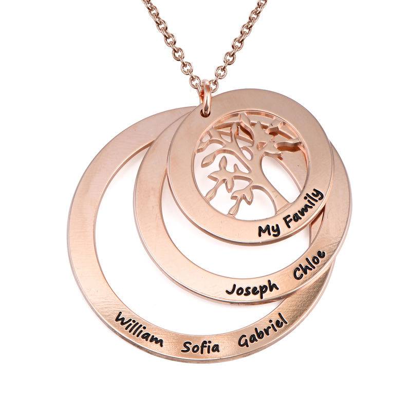 Family Circle Necklace with Hanging Family Tree in Rose Gold Plated