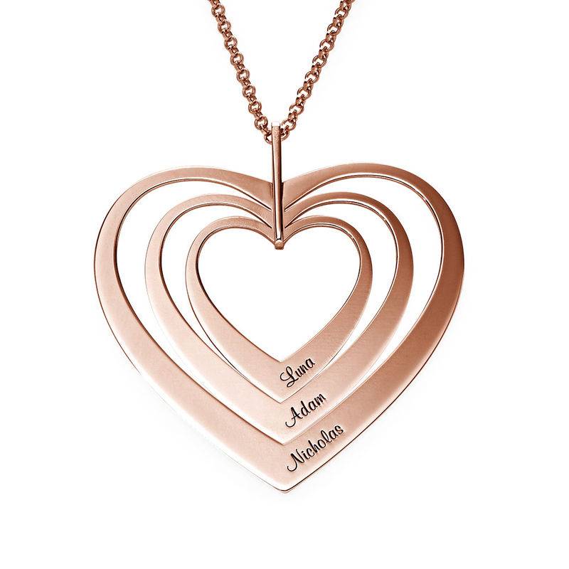 Family Hearts necklace in Rose Gold Plating