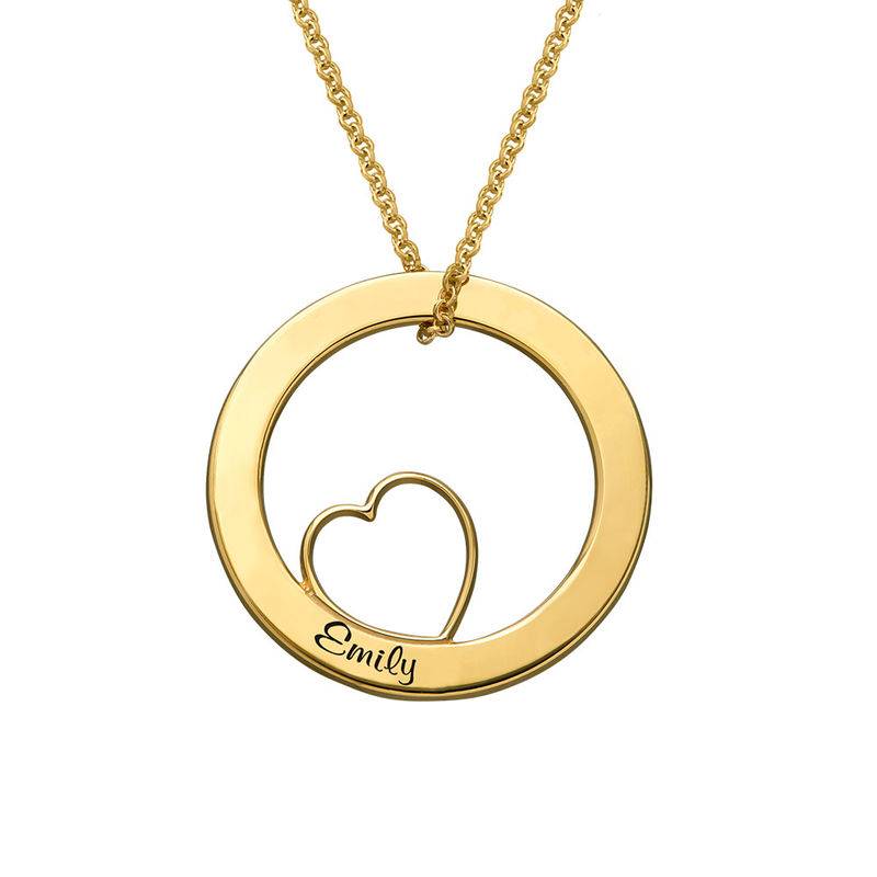 Family Love Circle Pendant Necklace - 18k Gold Plating