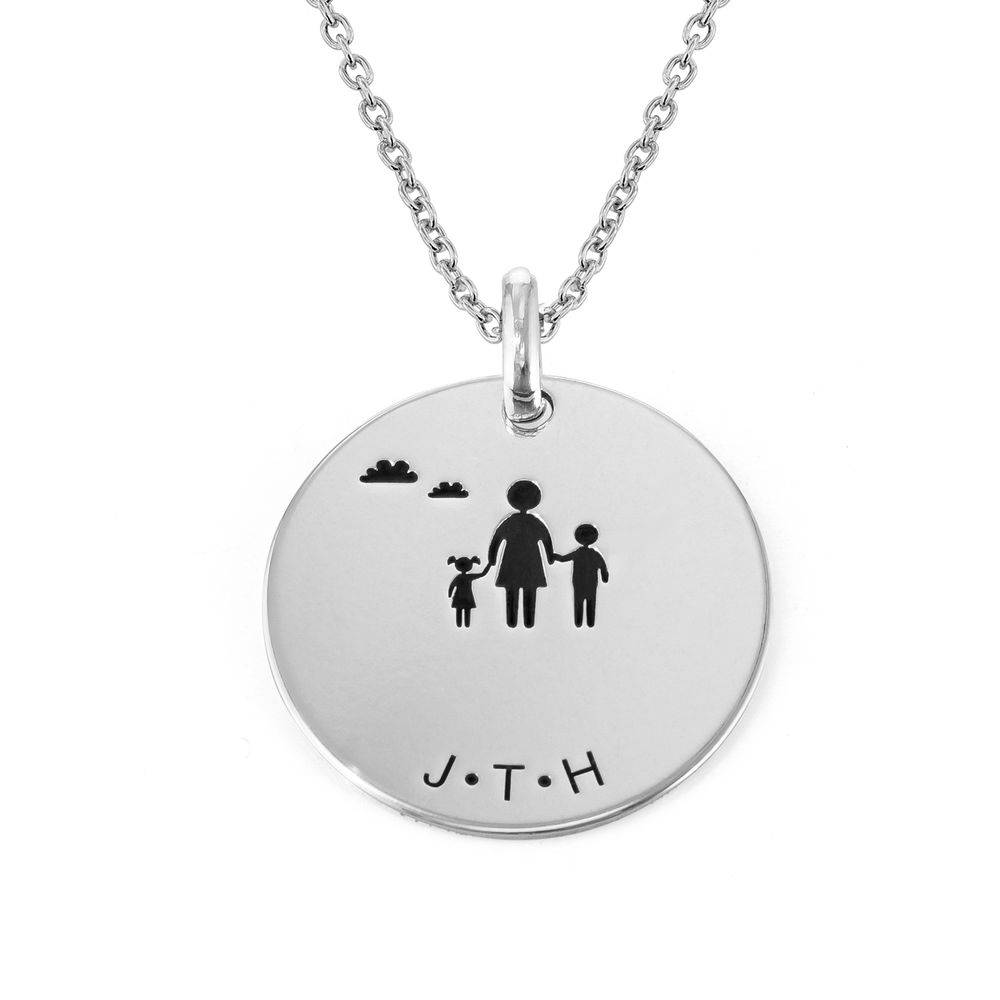 Family Necklace for Mom in Sterling Silver