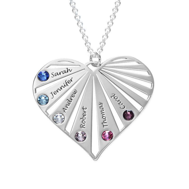 Family Necklace with birthstones in Silver Sterling