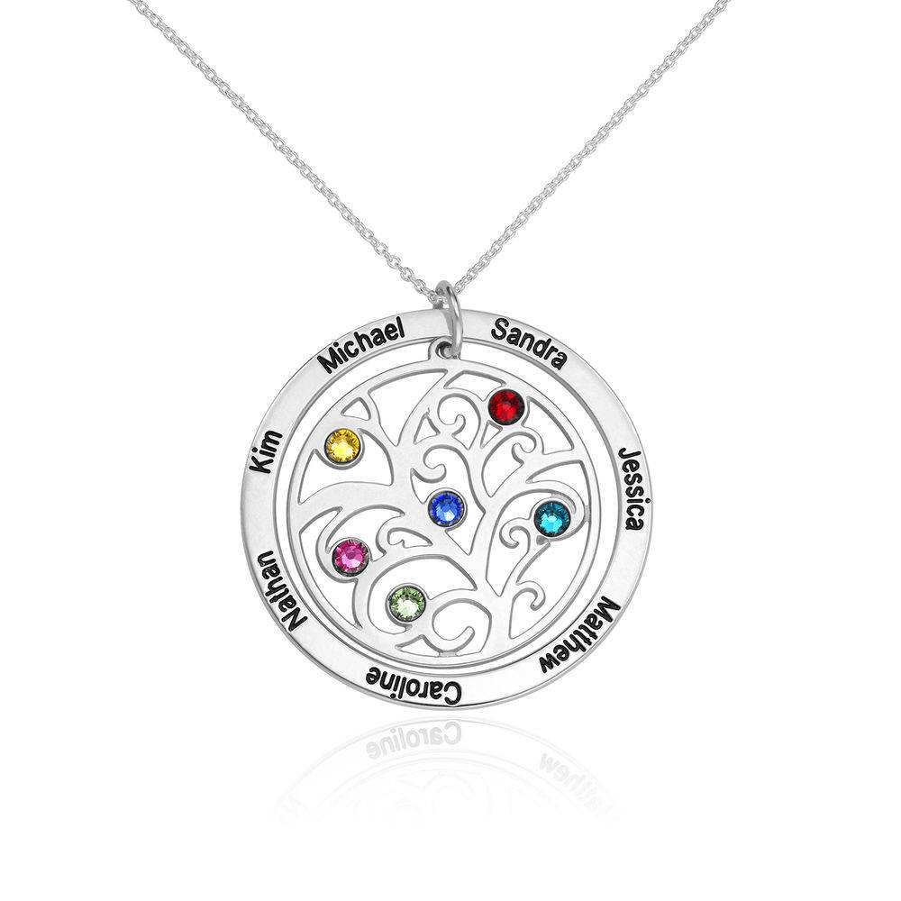 Family Tree Birthstone Necklace in Premium Silver