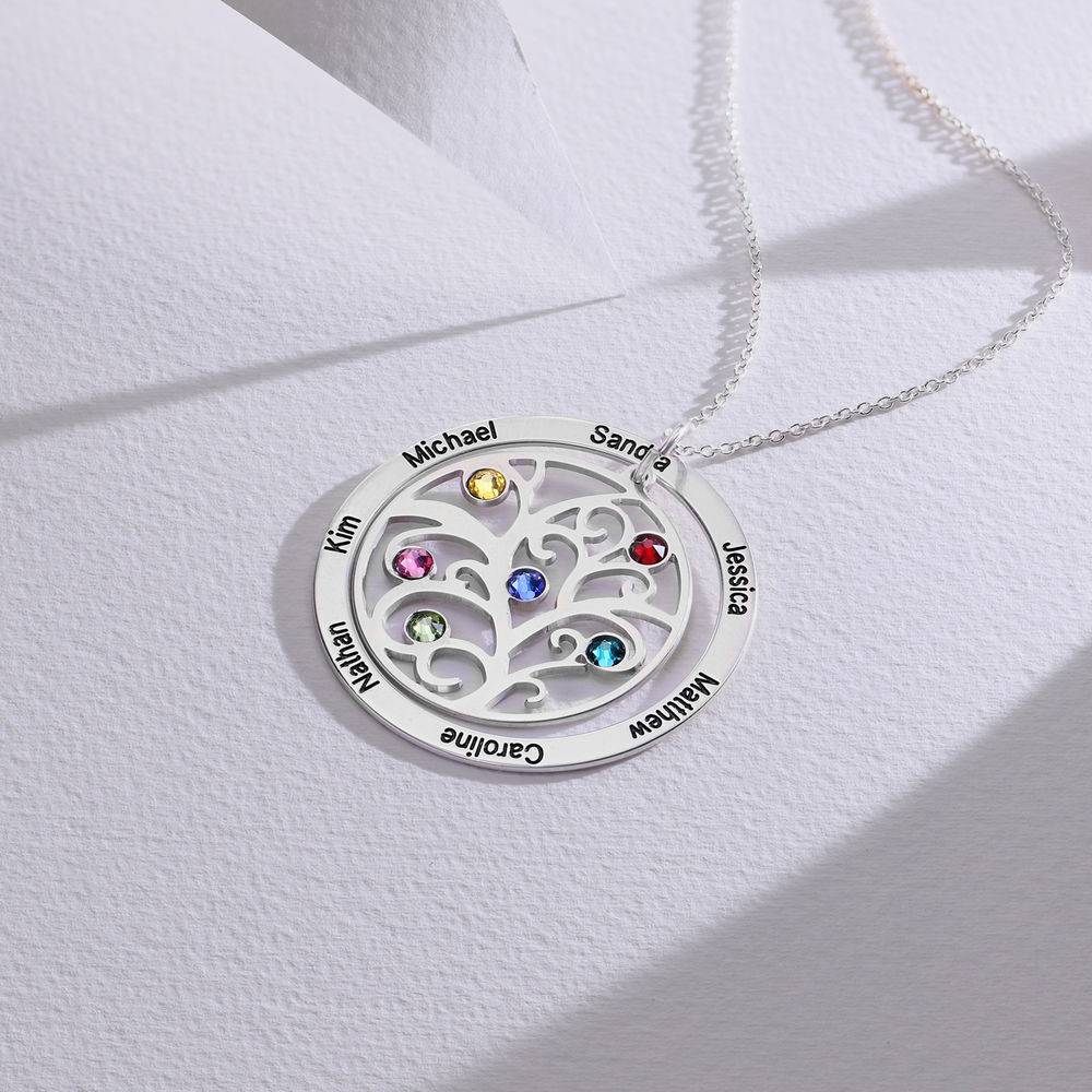Family Tree Birthstone Necklace in Premium Silver