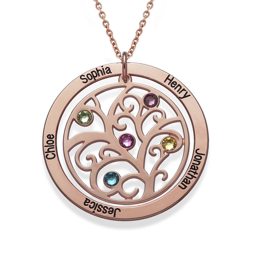 Family Tree Birthstone Necklace with Rose Gold Plating