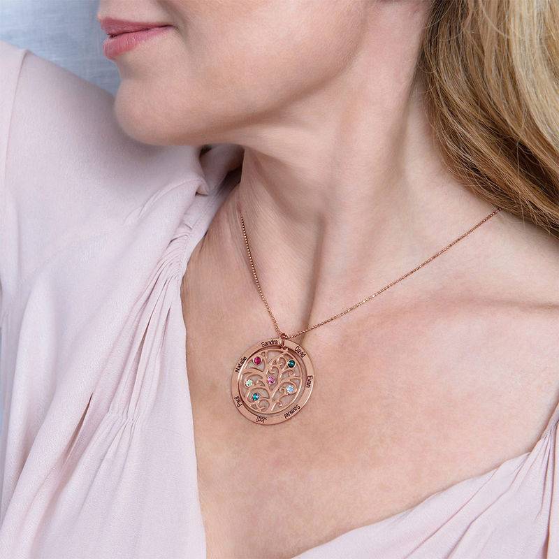 Family Tree Birthstone Necklace with Rose Gold Plating