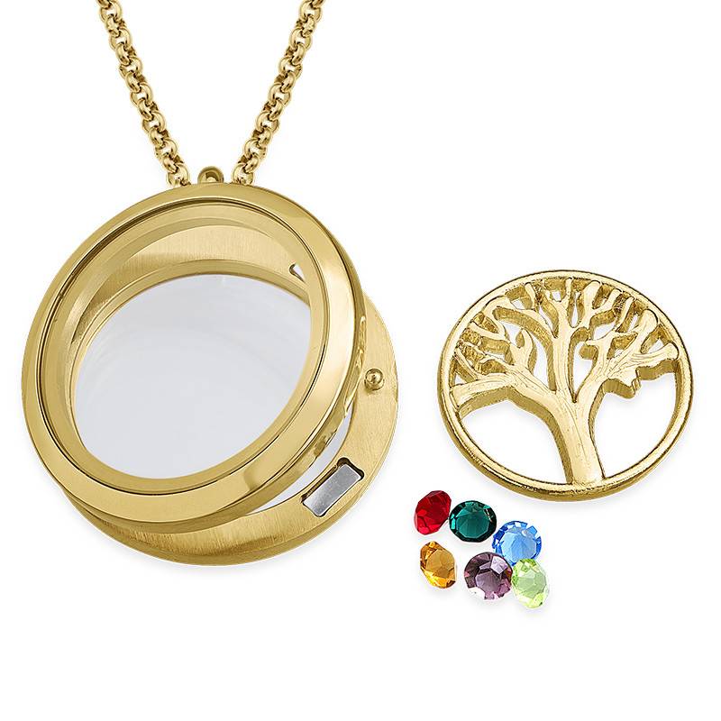 Family Tree Floating Locket with Gold Plating