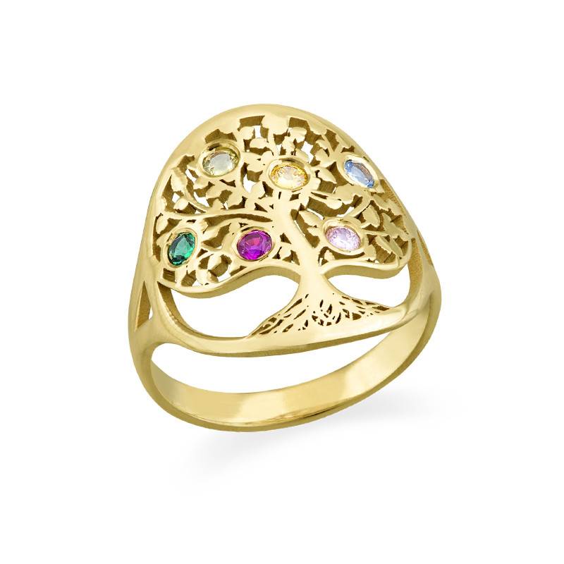 Family Tree Jewelry - Birthstone Ring with Gold Plating