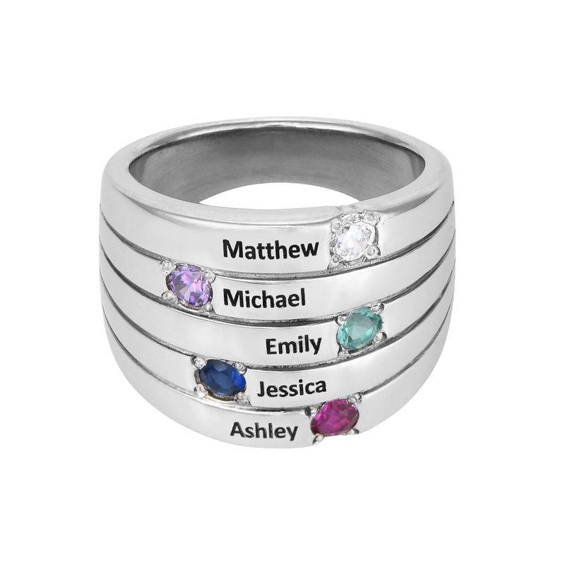 Five Stone Mothers Ring in Silver - Large Size