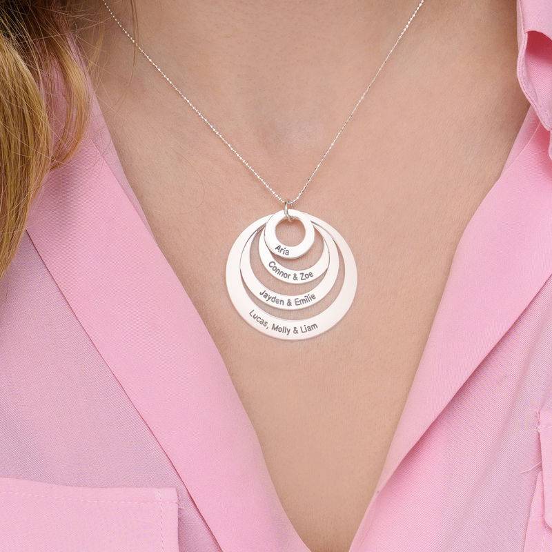 Four Open Circles Necklace with Engraving in 10K White Gold