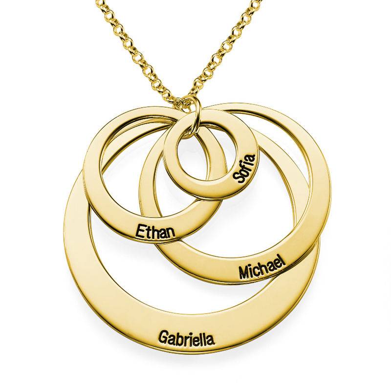 Four Open Circles Necklace with Engraving in Gold Plating