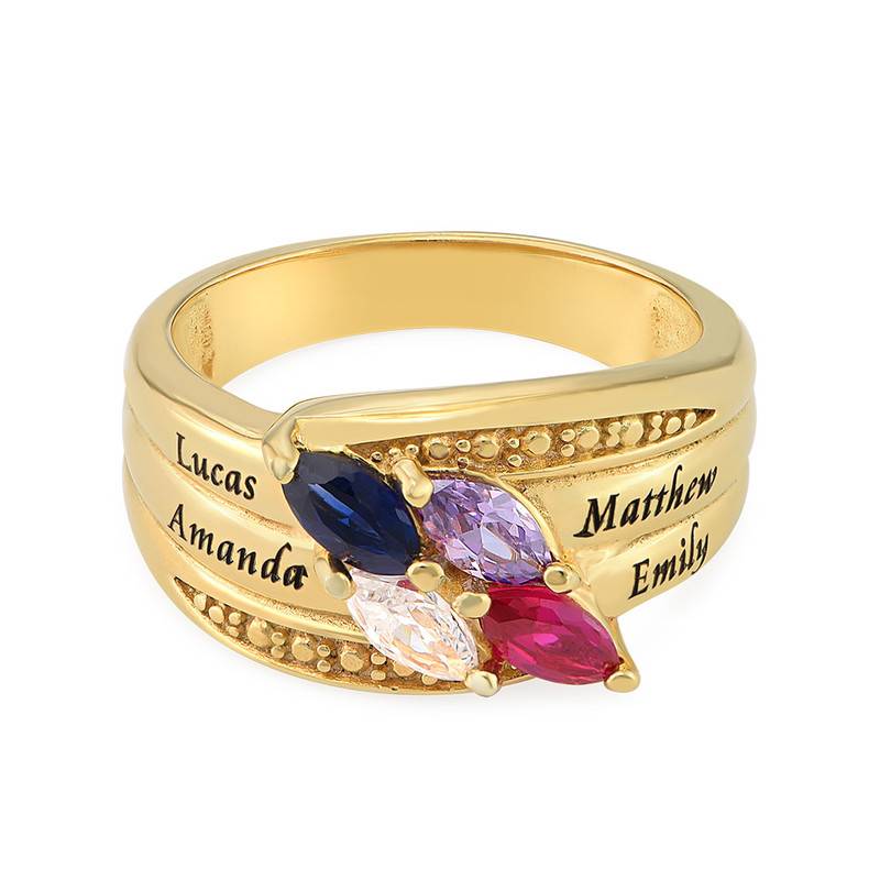 Gold Plated Mothers Ring with Birthstones