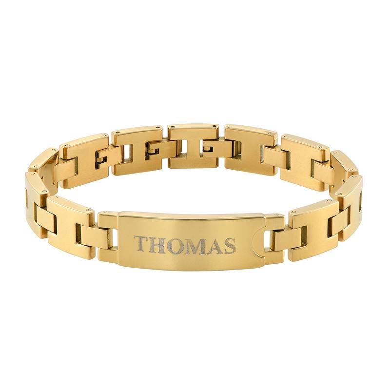 Gold Plated Stainless Steel Men's Bracelet with Engraving