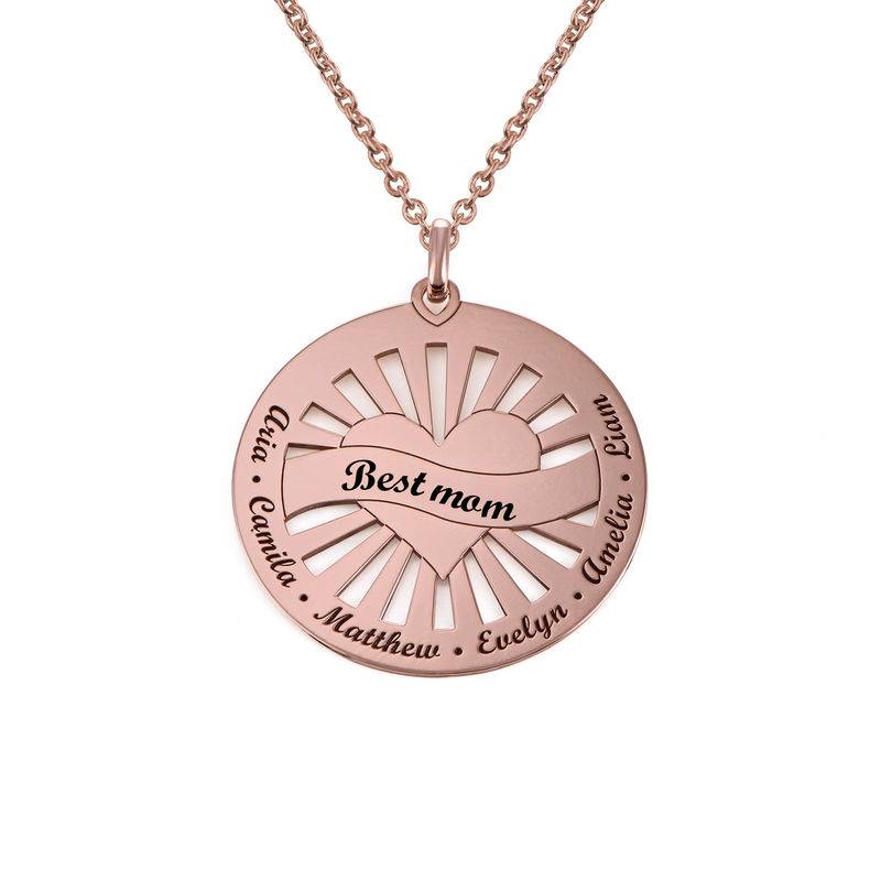 Grandma Circle Pendant Necklace with Engraving in 18K Rose Gold Plating