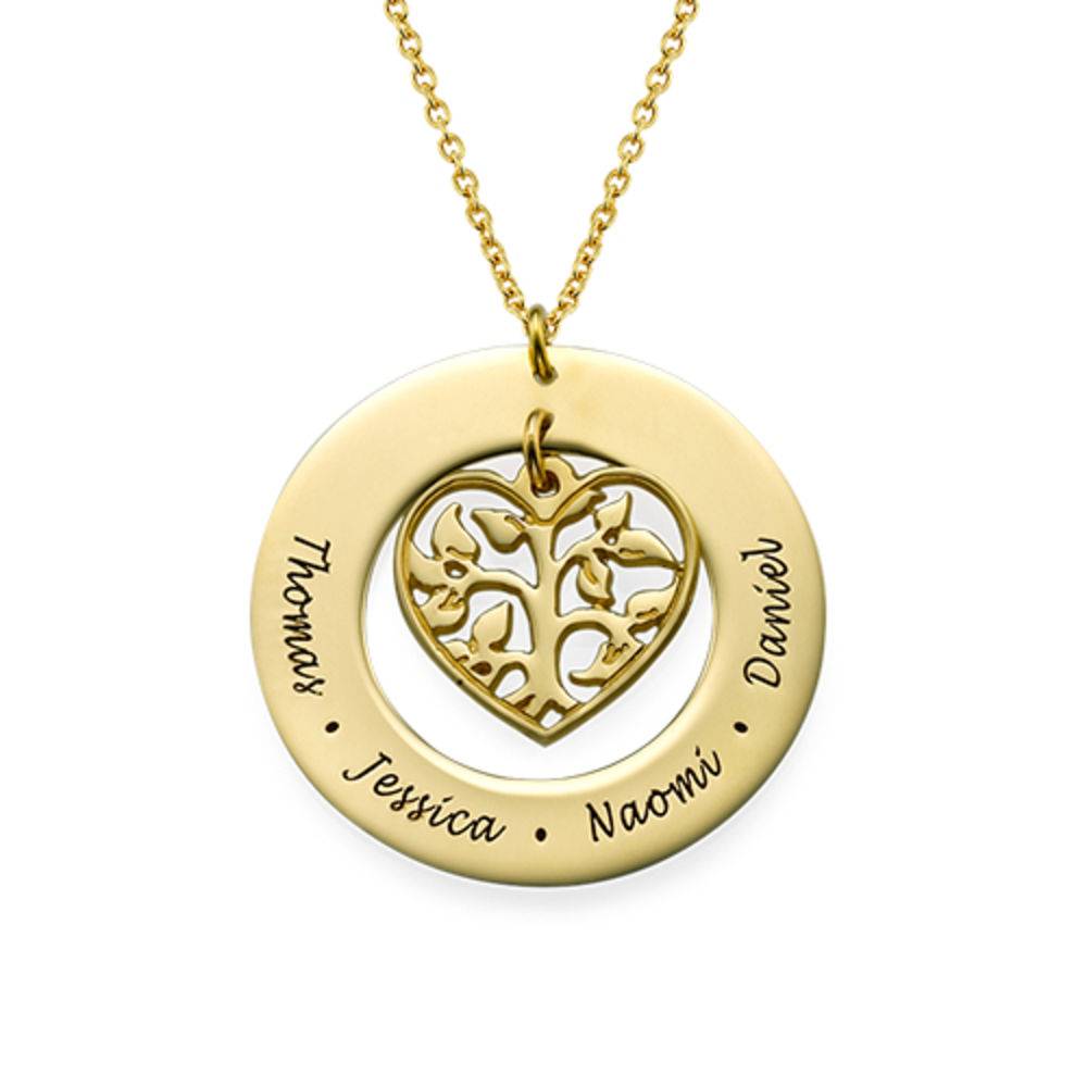 Heart Family Tree Necklace in 18k Gold Plating