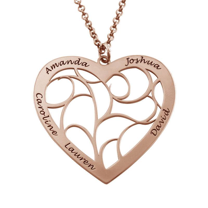 Heart Family Tree Necklace in Rose Gold Plating