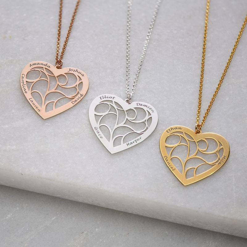 Heart Family Tree Necklace in Rose Gold Plating