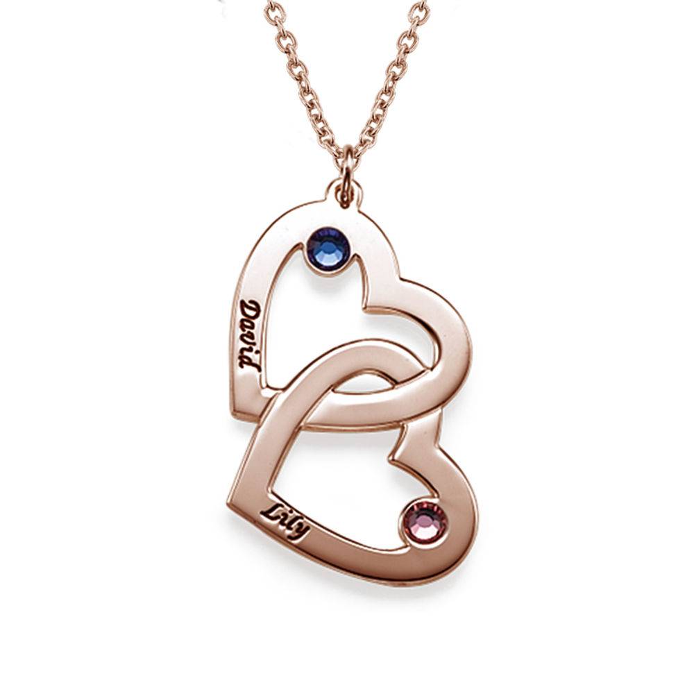 Heart in Heart Birthstone Necklace - Rose Gold Plated