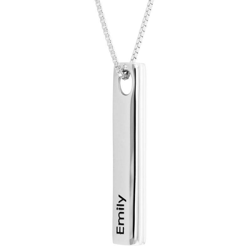 Heart Shaped 3D Bar Necklace- Sterling Silver