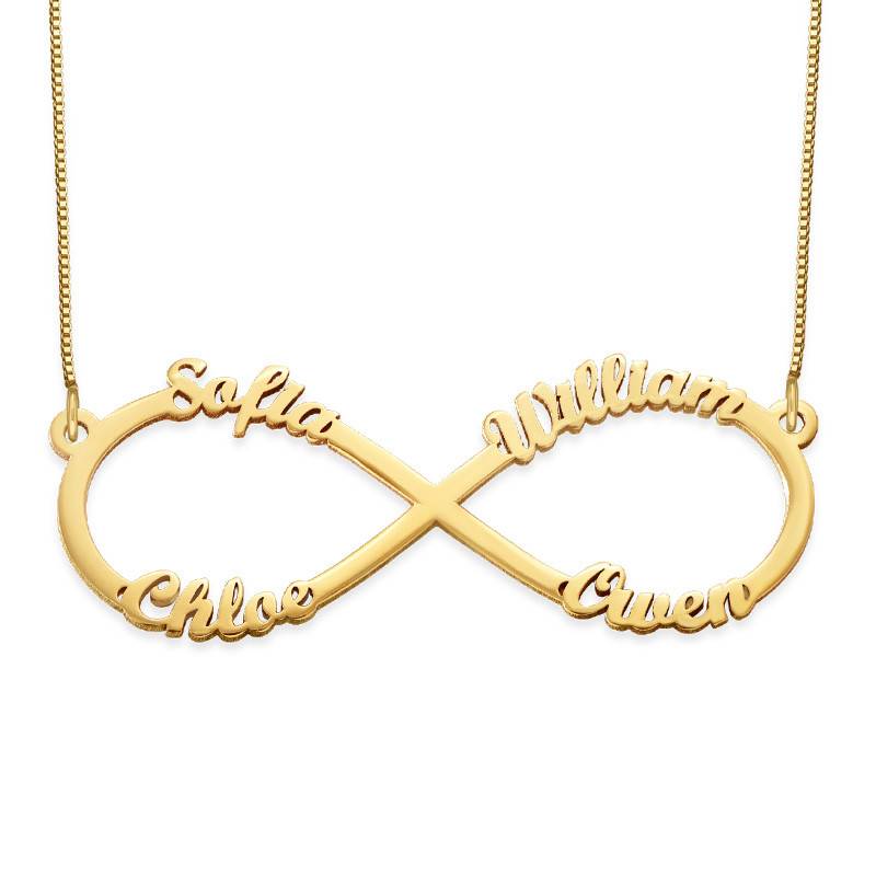 Infinity 4 Names Necklace - 14K Gold