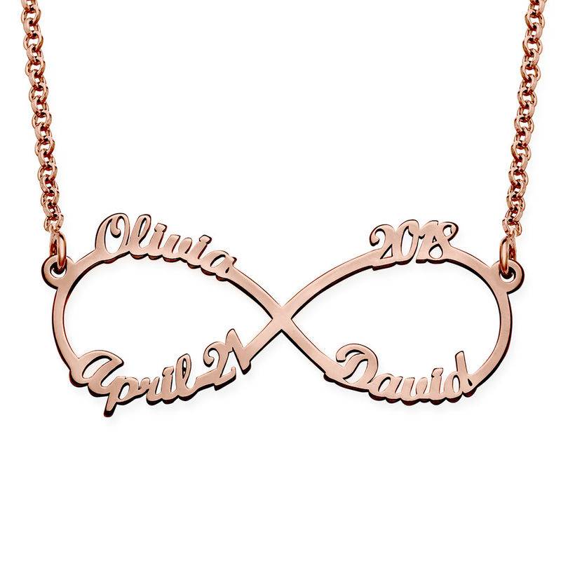 Infinity 4 Names Necklace with Rose Gold Plating