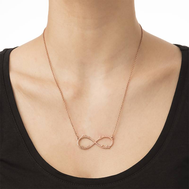 Infinity 4 Names Necklace with Rose Gold Plating