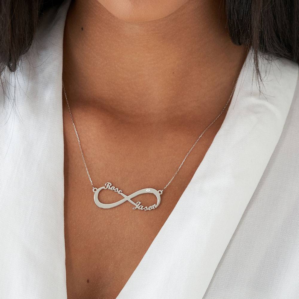 Infinity Name in 10K White Gold Necklace with Diamond