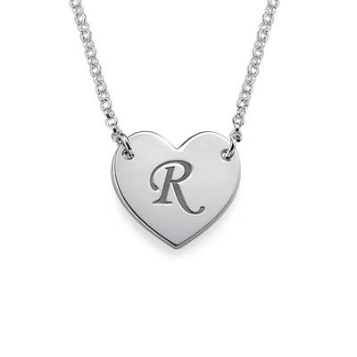 Initial Heart Necklace with Print Font