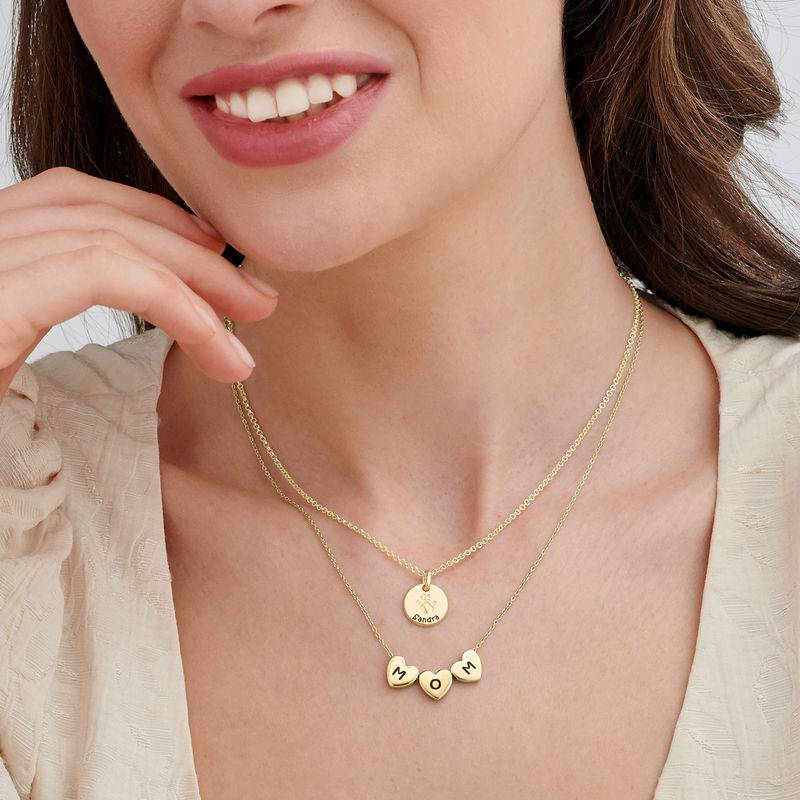 Initial Hearts Stackable Necklace in Gold Plating