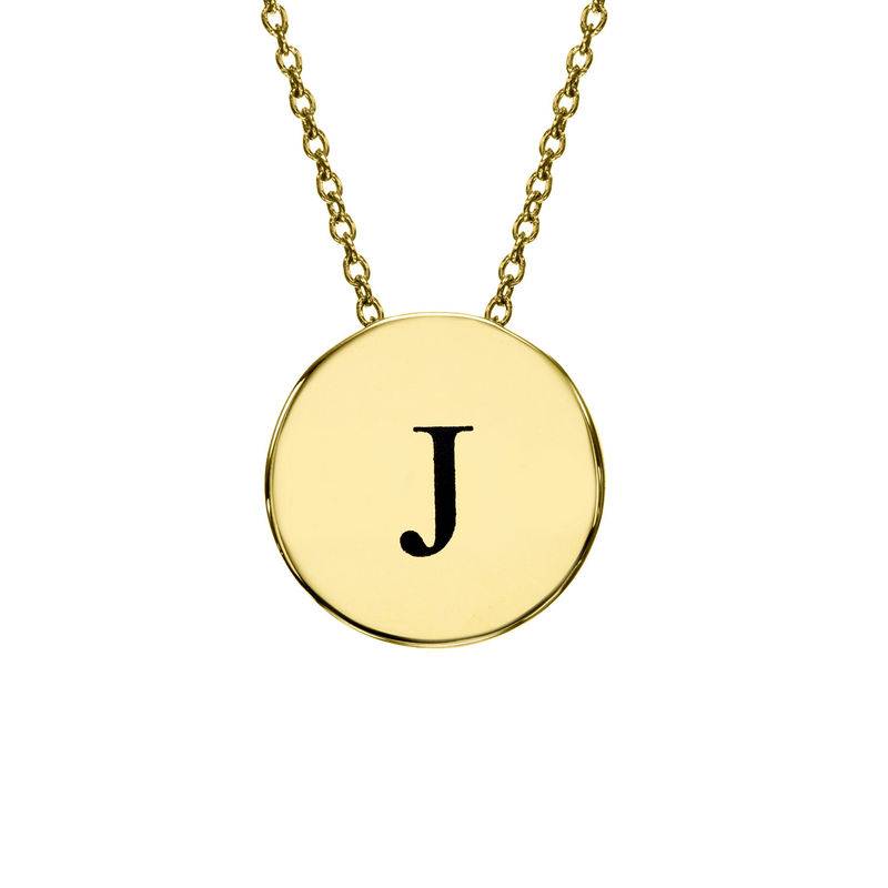 Initial Thick Disc Necklace in Gold Plating