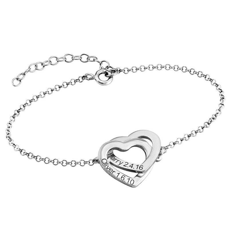 Claire Interlocking Adjustable Hearts Bracelet in Sterling Silver