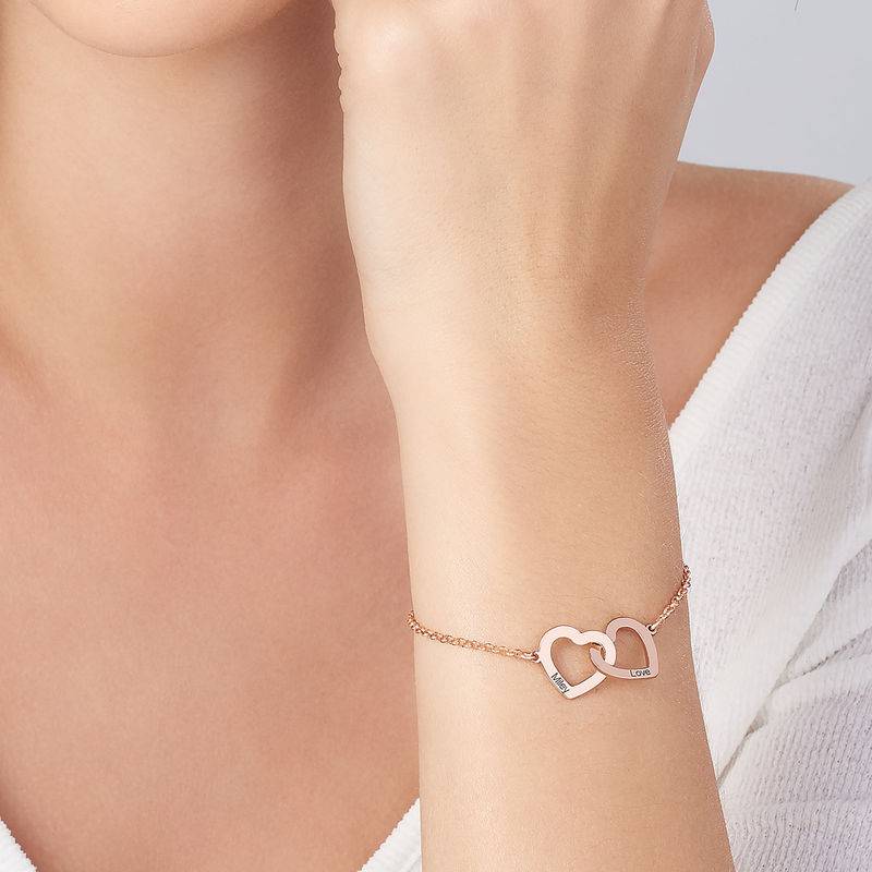 Claire Interlocking Adjustable Hearts Bracelet with 18K Rose Gold Plating
