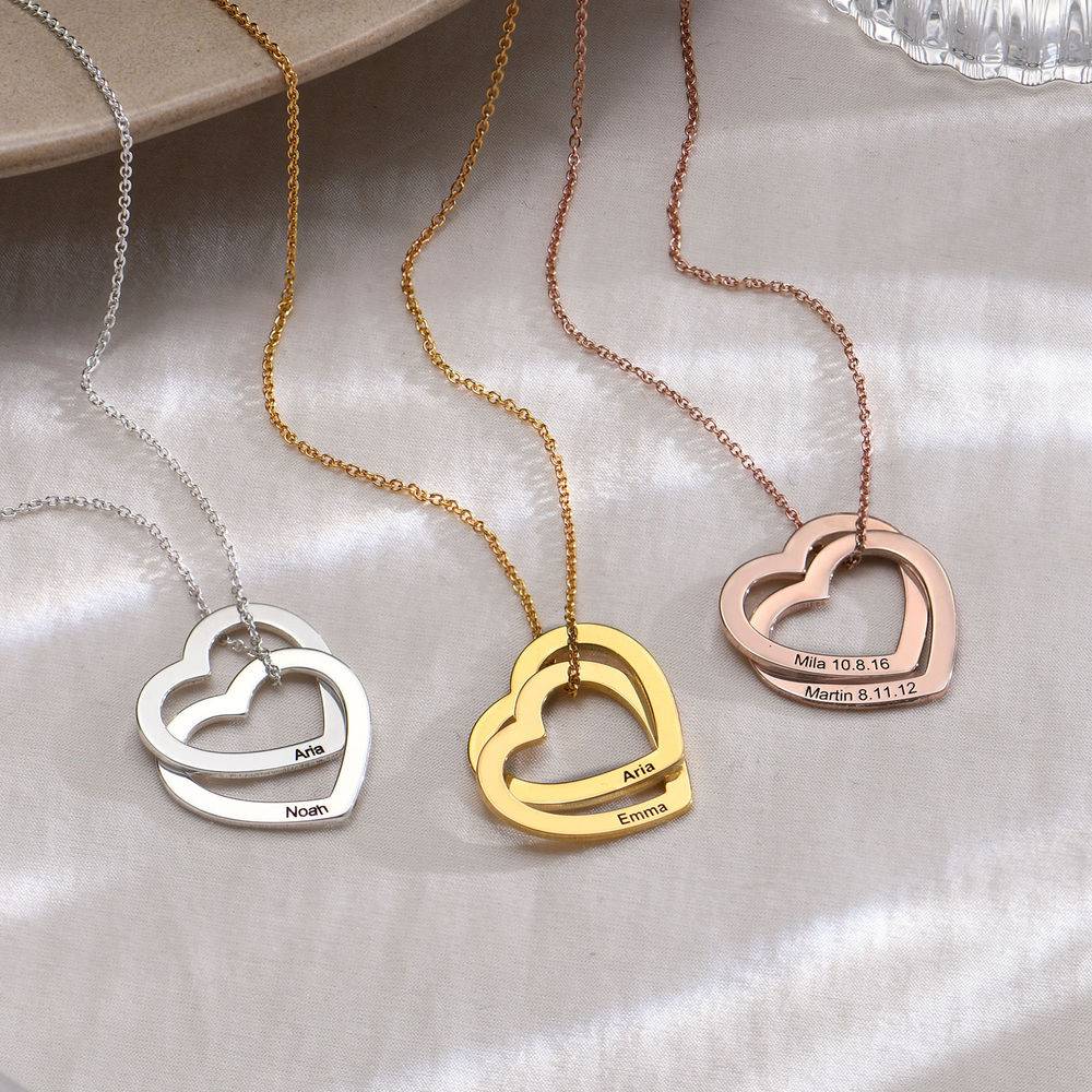 Claire Interlocking Hearts Necklace in 18k Rose Gold Plating