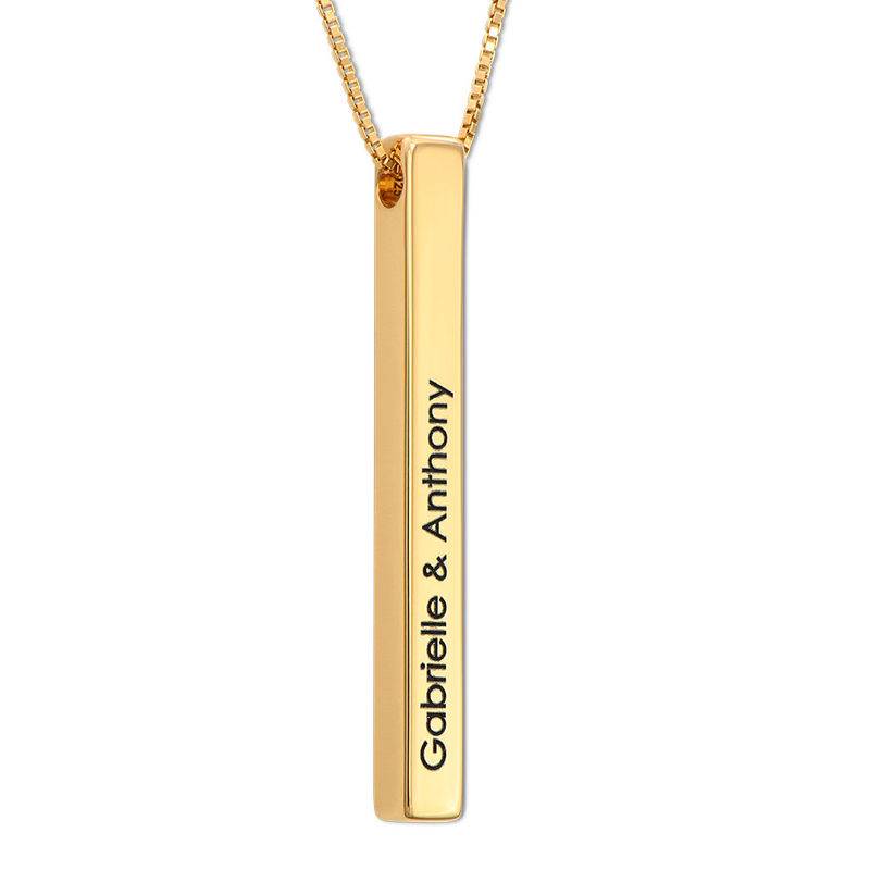 Long 3D Bar Necklace in Gold Plating