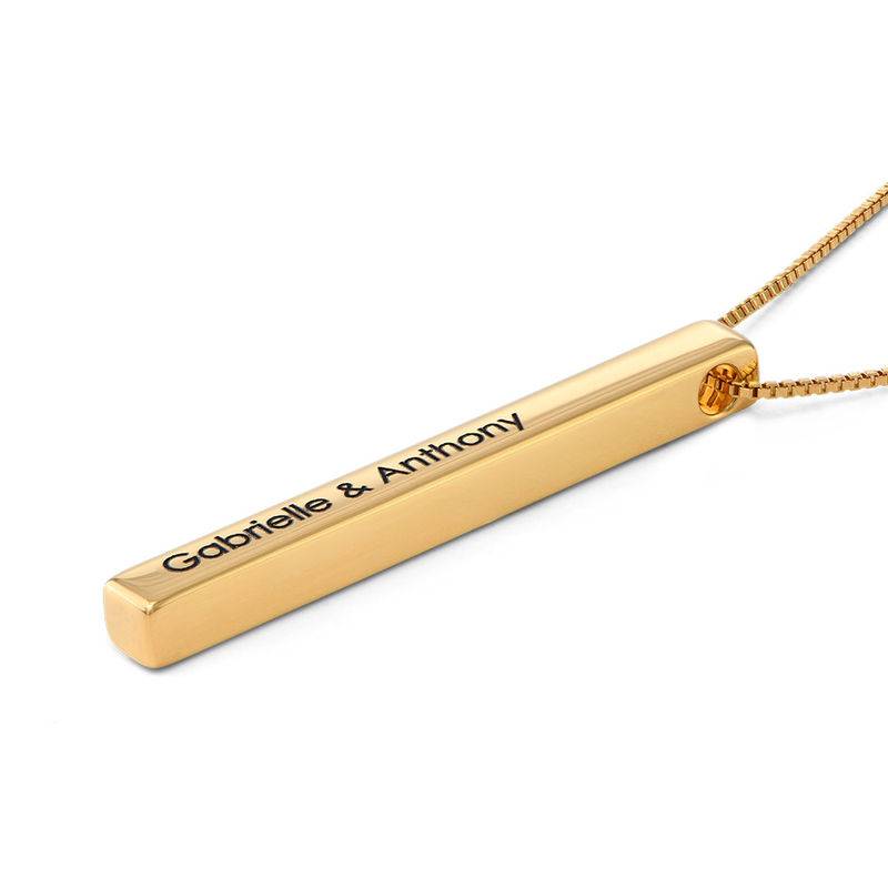 Long 3D Bar Necklace in Gold Plating