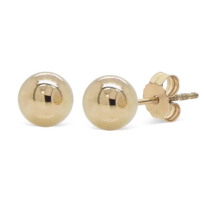 Medium 10K Gold Round Stud Earrings