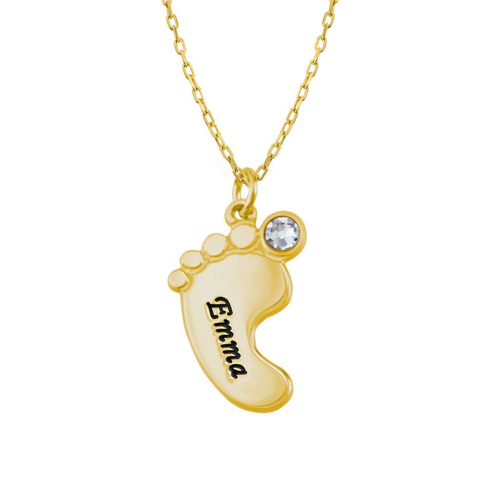 Mom Jewelry - Baby Feet Necklace In 10K Yellow Gold