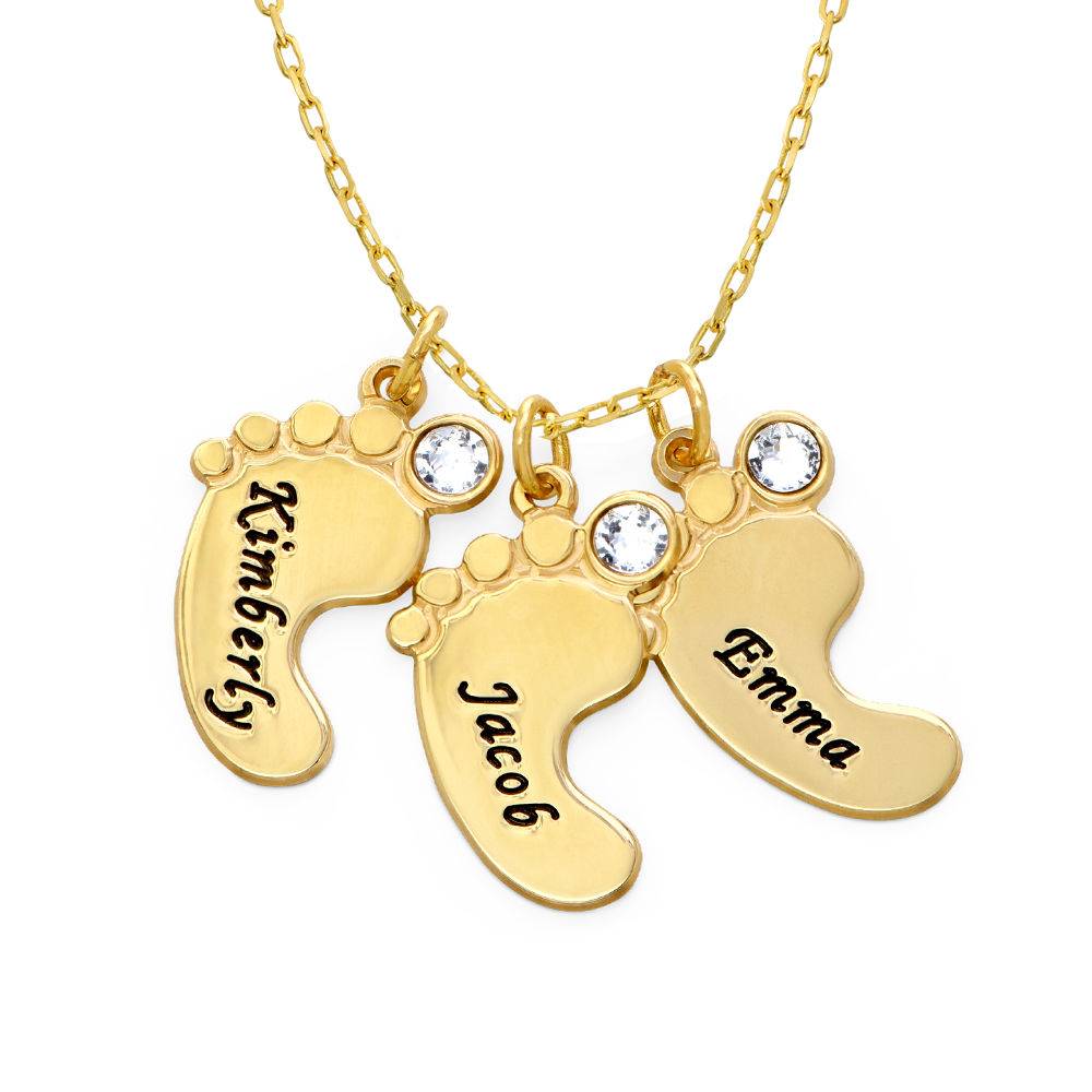 Mom Jewelry - Baby Feet Necklace In 10K Yellow Gold