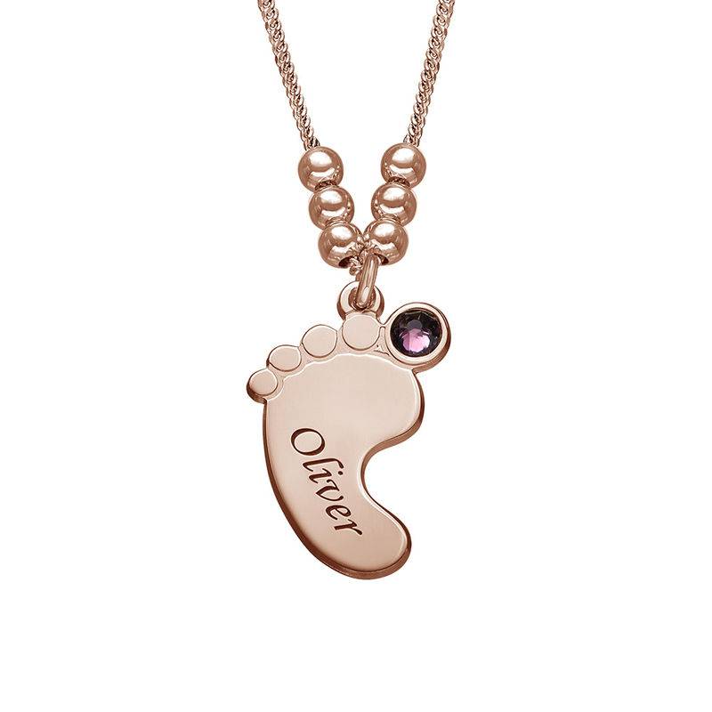 Mom Jewelry - Baby Feet Necklace with Rose Gold Plating