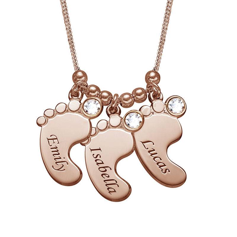 Mom Jewelry - Baby Feet Necklace with Rose Gold Plating