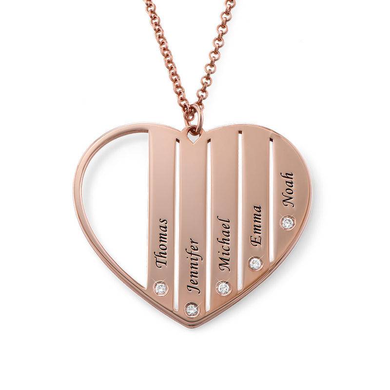 Mom Necklace in Rose Gold Plating with Diamonds