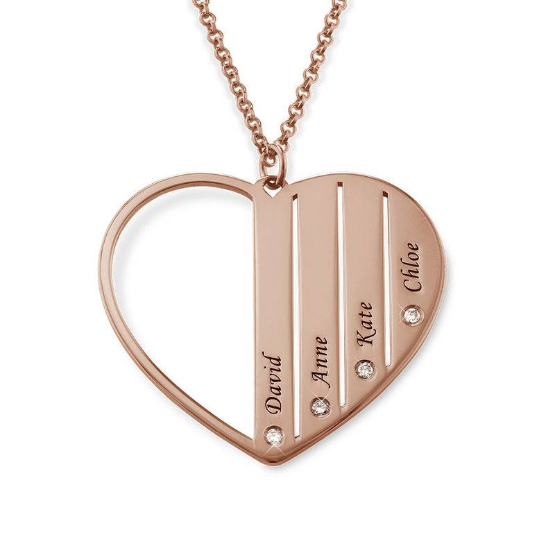 Mom Necklace in Rose Gold Plating with Diamonds