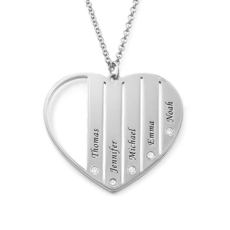 Mom Necklace in Silver with Diamonds