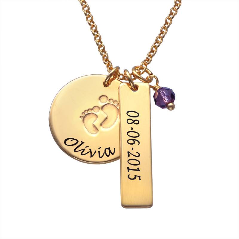 New Mom Jewelry - Baby Feet Charm Necklace with Gold Plating