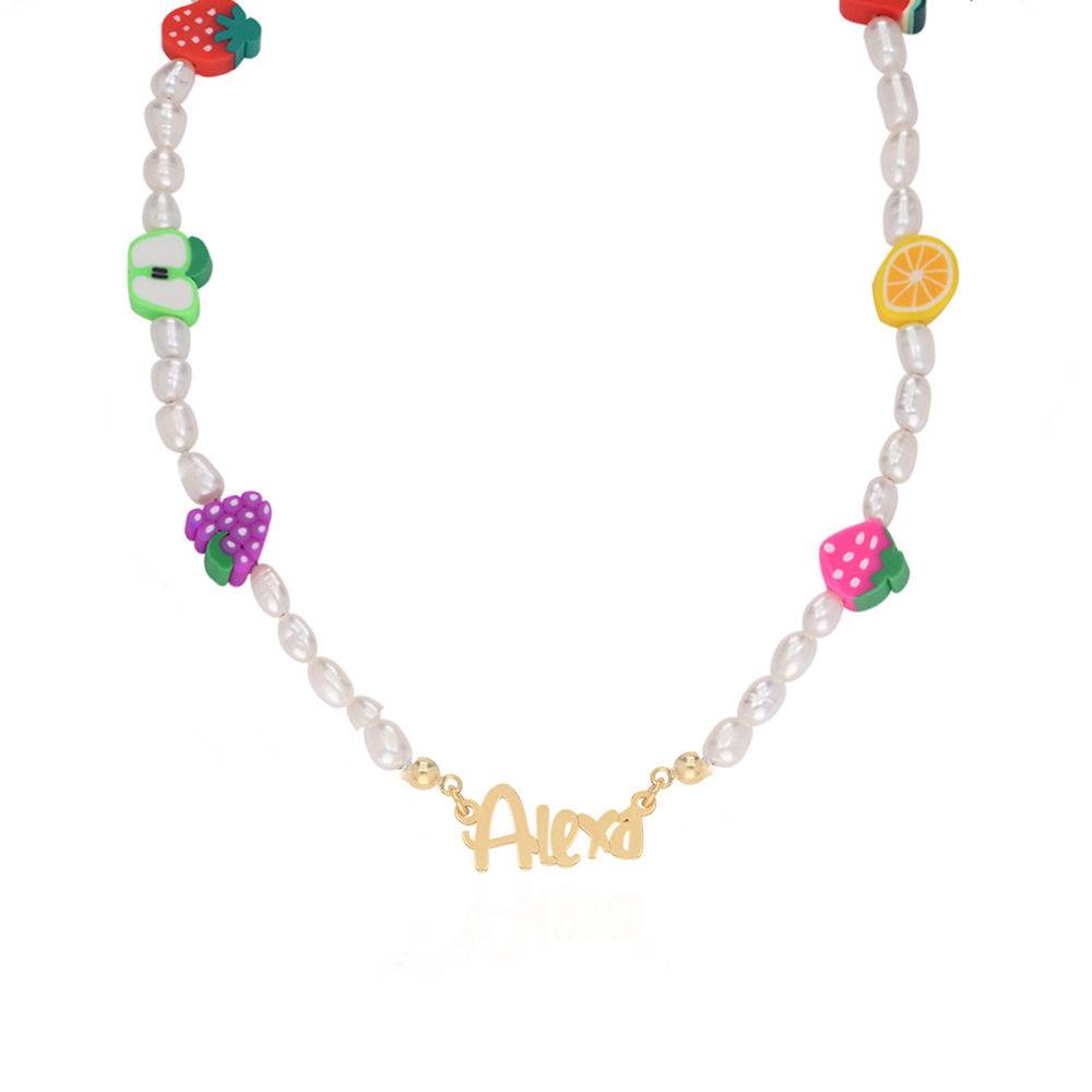 Pearl Fruit-Shake Name Necklace in Gold Vermeil