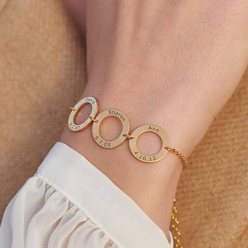 Personalized 3 Circles Bracelet with Engraving in Gold Plating