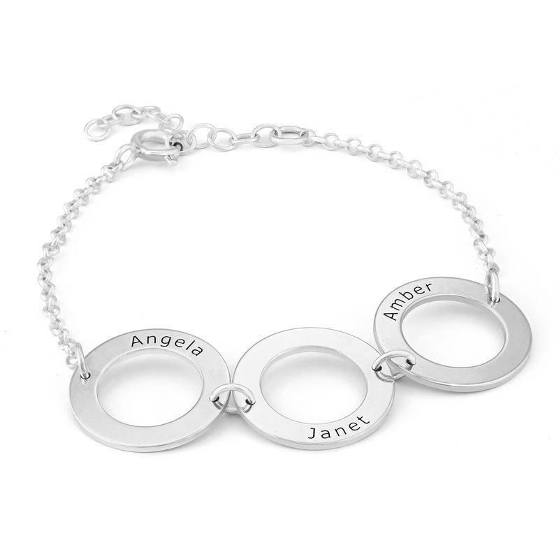 Personalized 3 Circles Bracelet with Engraving in Sterling Silver