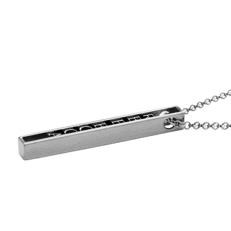 Personalized 3D Bar Necklace in Sterling Silver